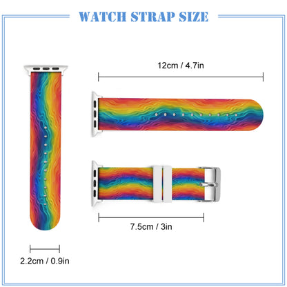 Rainbow Wave Silicone Apple Watch Band – Soft, Sweat-Proof, Adjustable Strap for All Series (38–45mm)