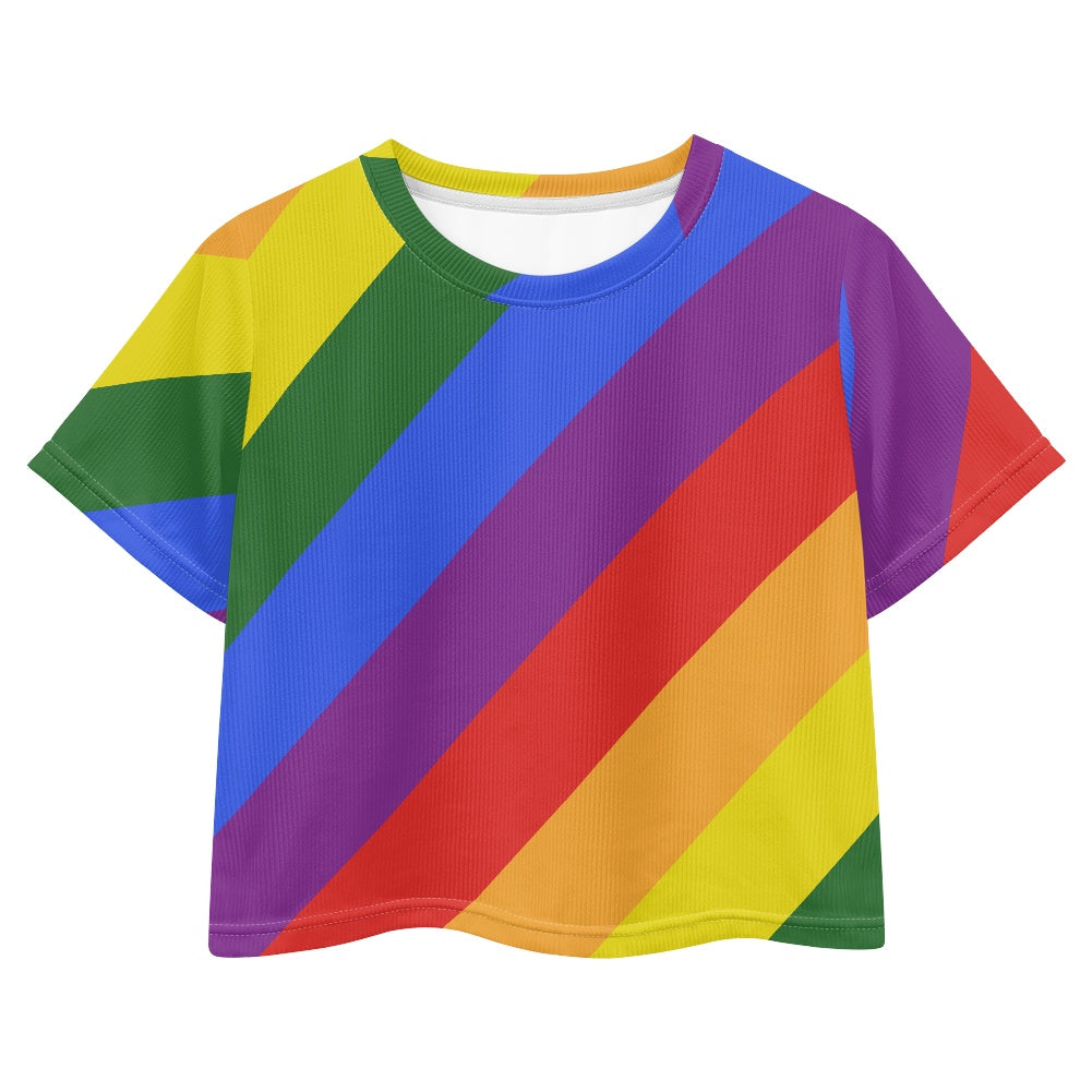 Rainbow Loose cropped navel-baring T-shirt white