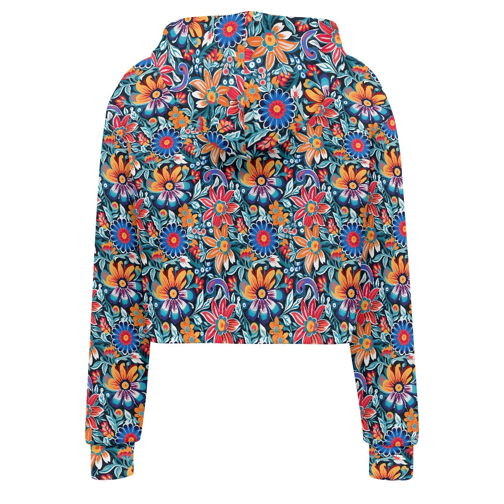 Women's midriff-baring sweatshirt - Mexcian Floral