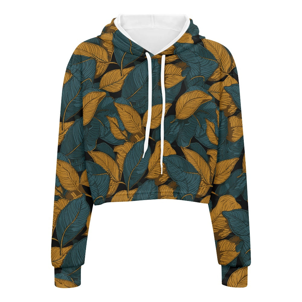 Women's midriff-baring sweatshirt - Green and Gold white