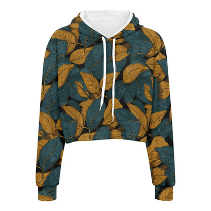 Women's midriff-baring sweatshirt - Green and Gold white