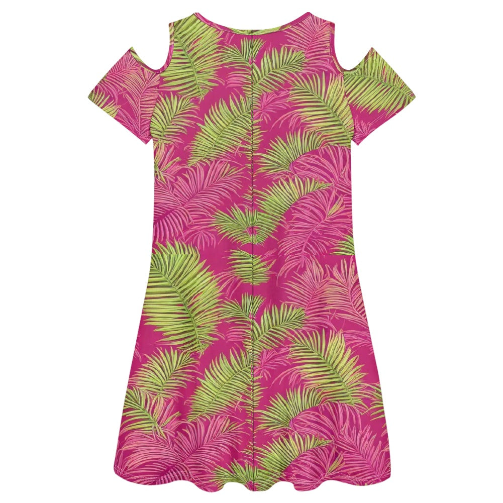 Cold shoulder dress with a round neckline