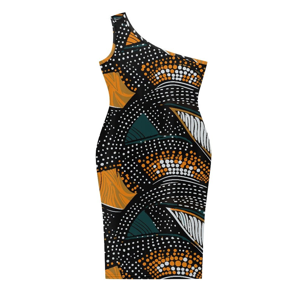 Discover Elegance: Luxtrini's One-Shoulder Slim Dress - Ethnic white