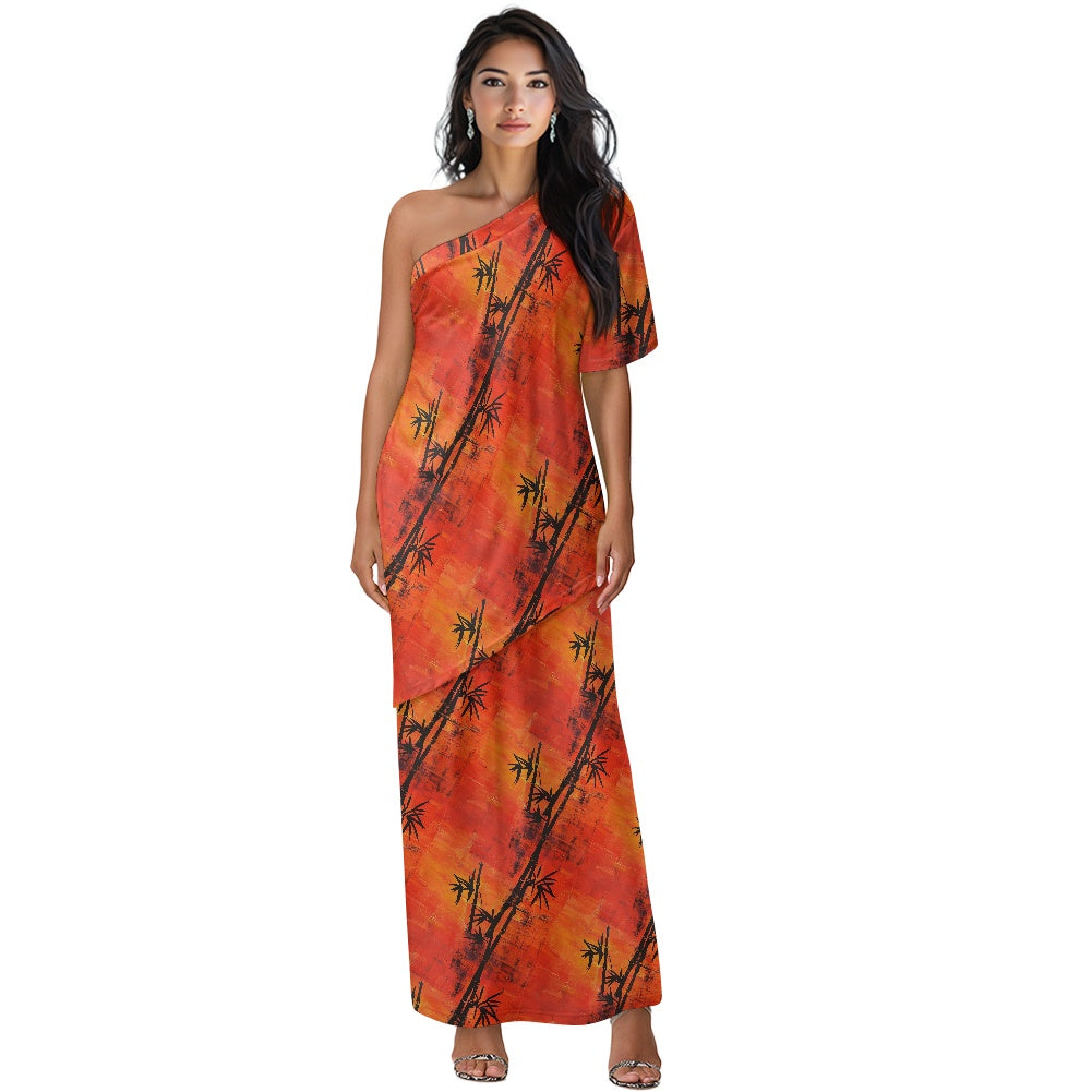 Elegant Off-Shoulder Two-Piece Dress for Women white