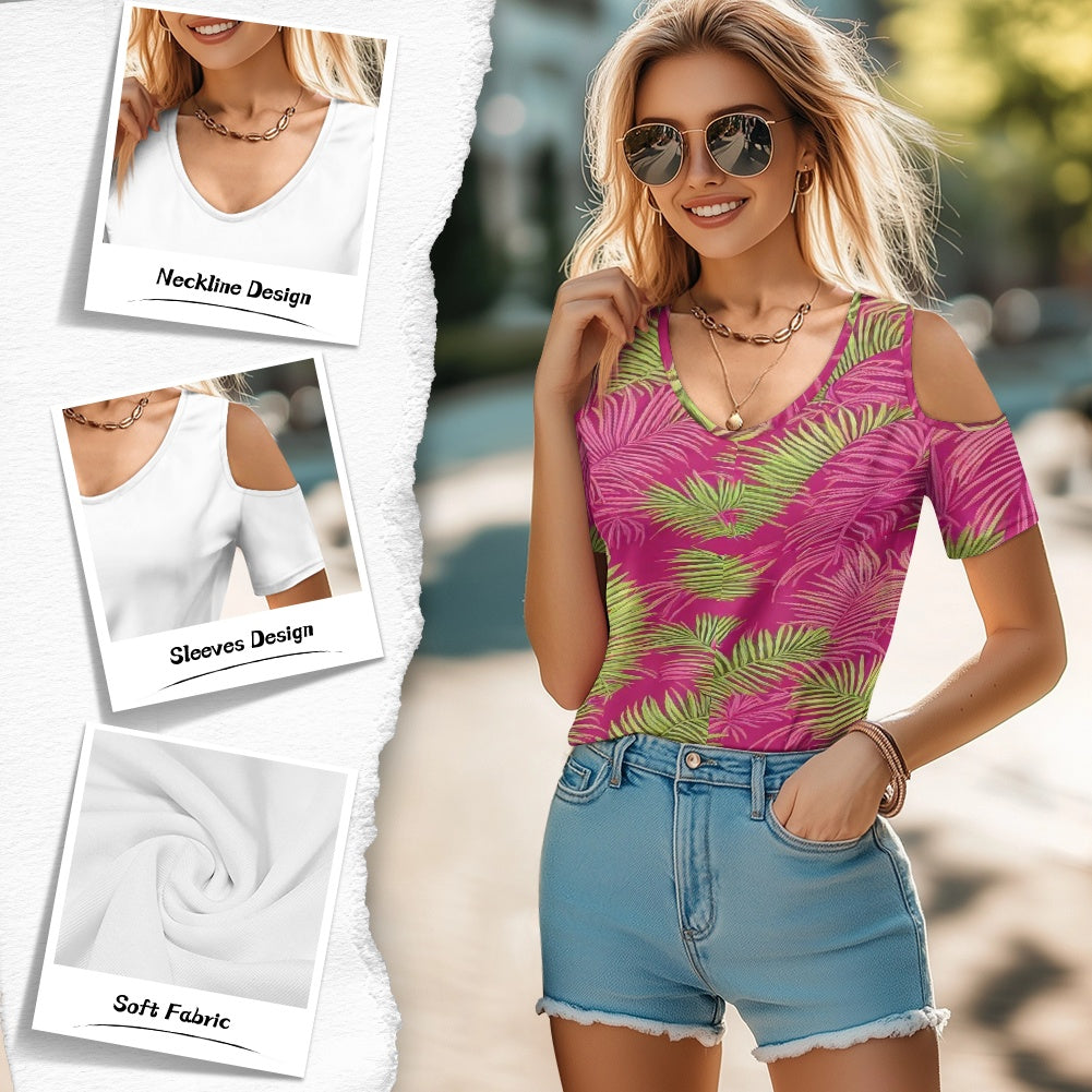 Off-the-shoulder short-sleeved T-shirt