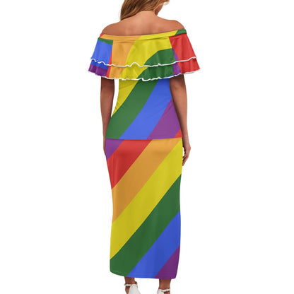 Rainbow Puletasi Style Maxi Dress Set