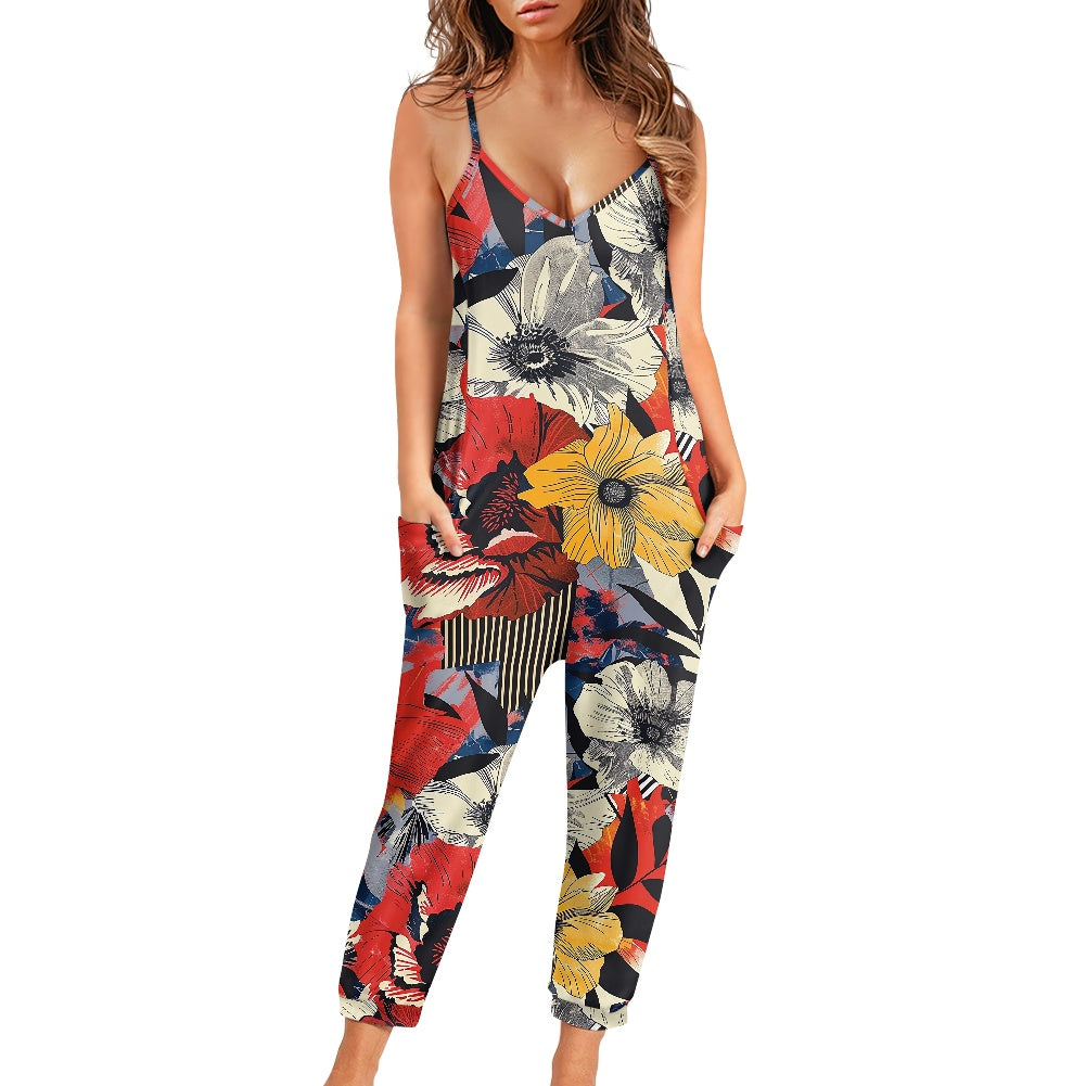 Tropical Floral Rompers - Exclusive One-of-a-Kind Luxury Romper - Limited Edition, Ethically Made, and Stylishly Comfortable