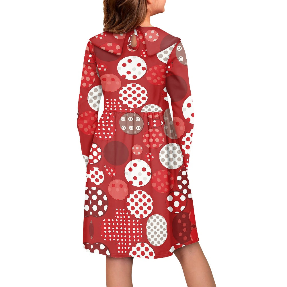 Red Polka Dot Children's Long Sleeve Baby Collar Dress
