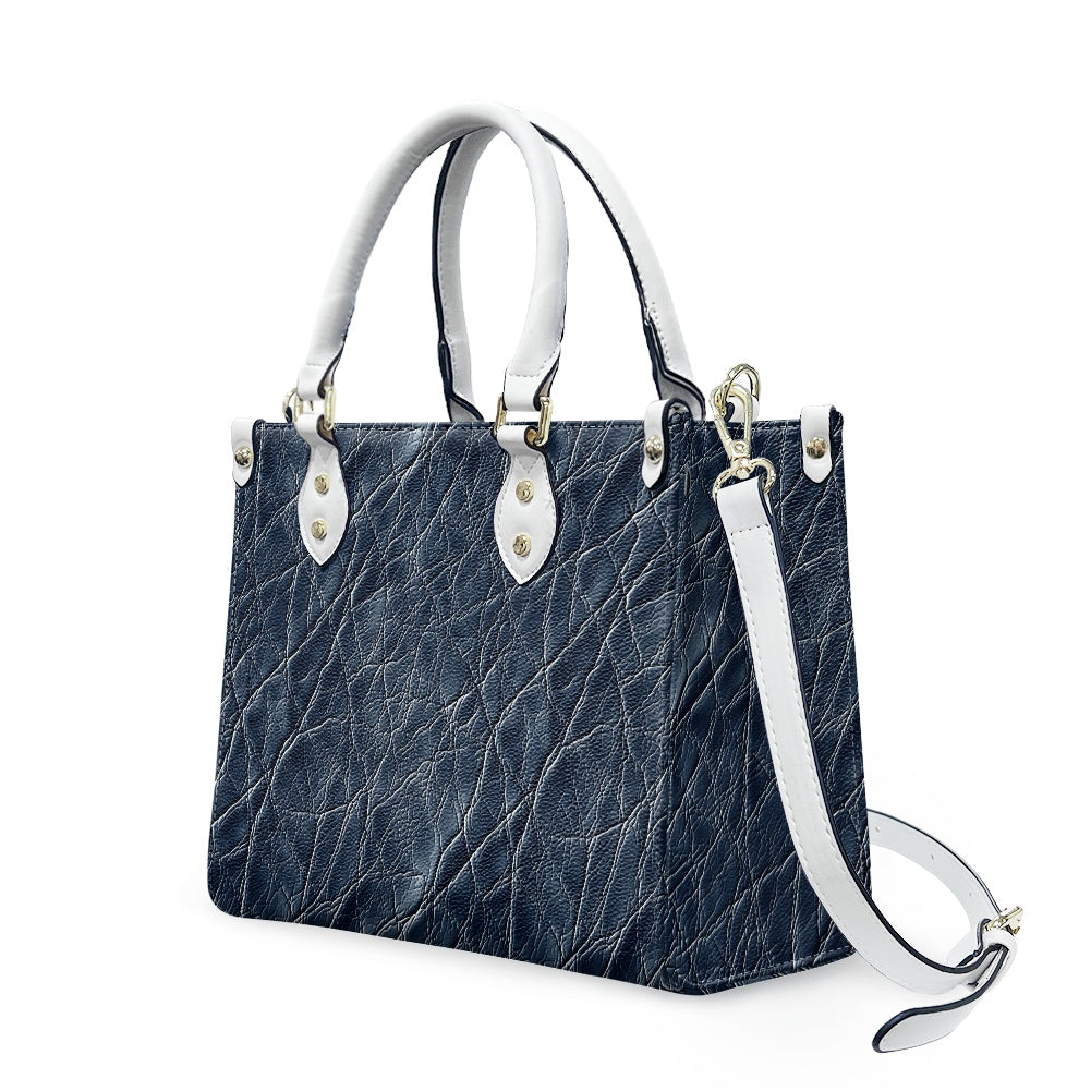 Sapphire Grace: Timeless Navy PU Leather Twill Handbag for Women