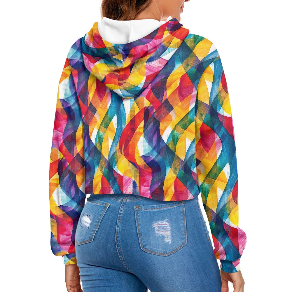 Women's midriff-baring sweatshirt - Rainbow