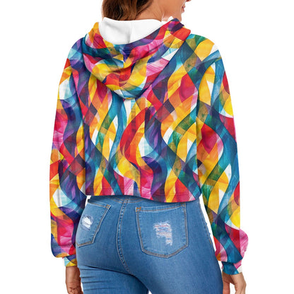 Women's midriff-baring sweatshirt - Rainbow