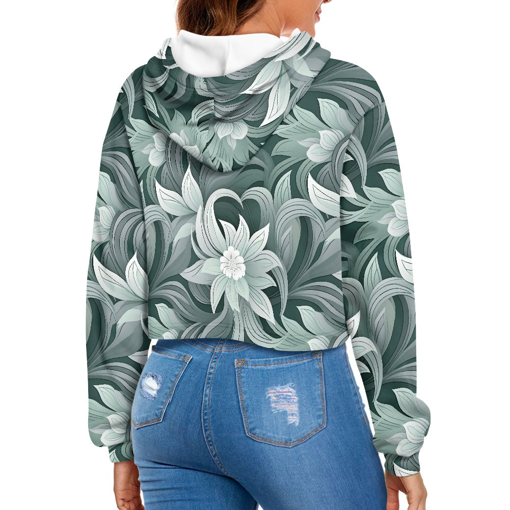 Women's midriff-baring sweatshirt - Tropical Floral