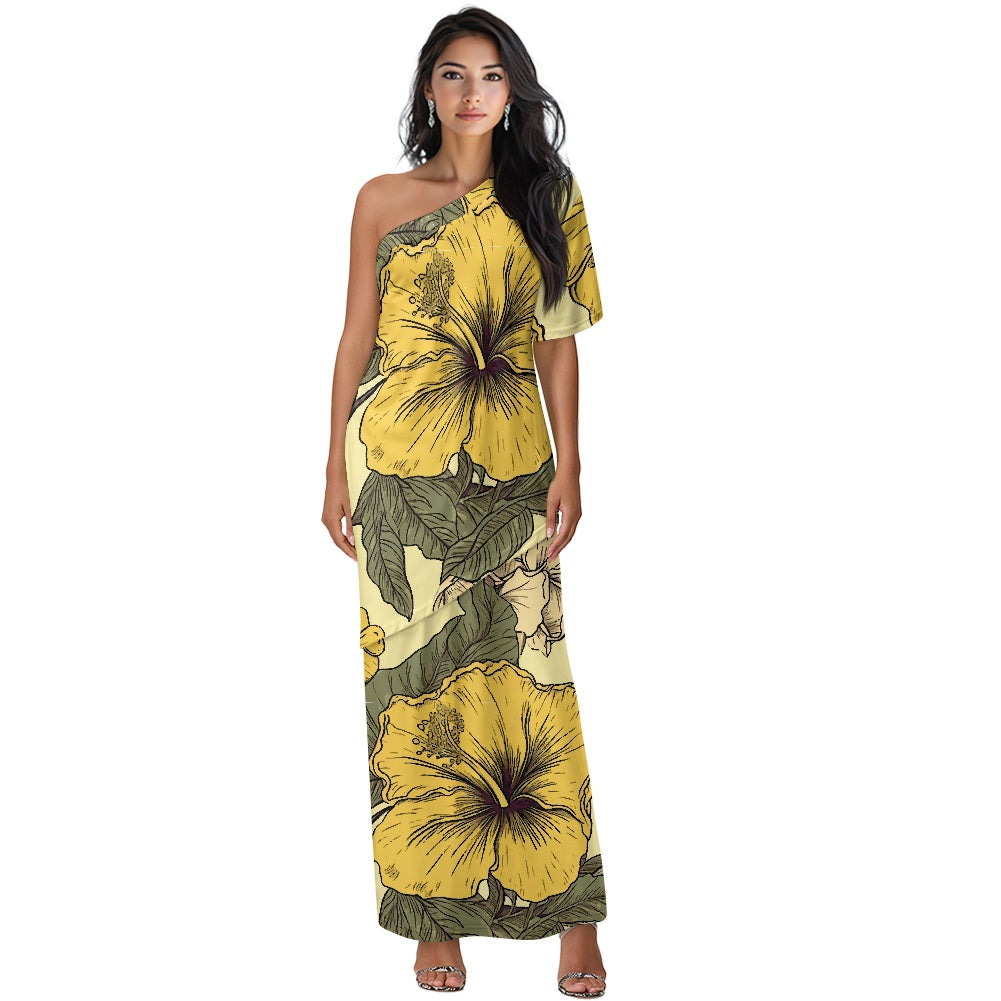 Elegant Off-Shoulder Two-Piece Dress for Women white