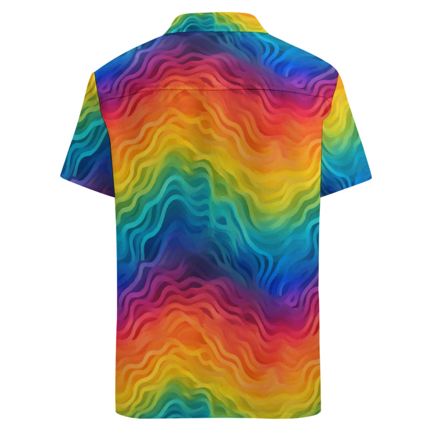 Rainbow Button-Up Shirt for Men – Bold Summer Short Sleeve, Lightweight Pride Festival Shirt, Relaxed Fit