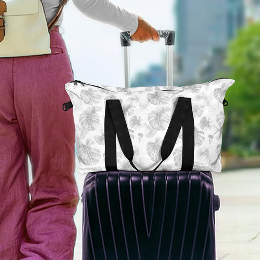 White Tropical Monstera Lightweight luggage