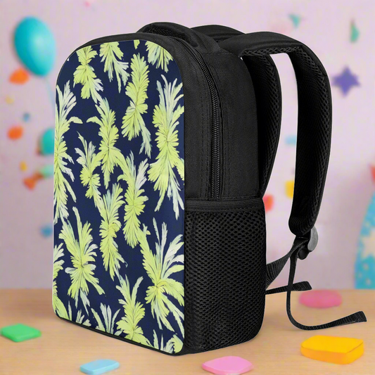 Palm Fronds - Lime Green and Black 12 Inch Toddler Felt Backpack