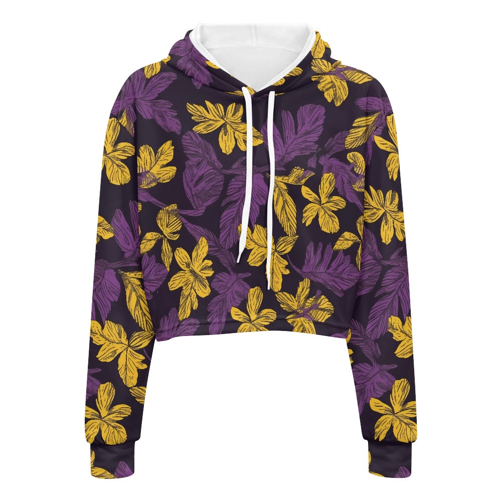 Women's midriff-baring sweatshirt - Purple and Gold white