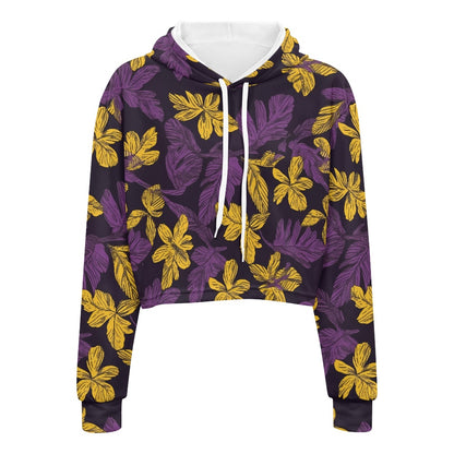Women's midriff-baring sweatshirt - Purple and Gold white