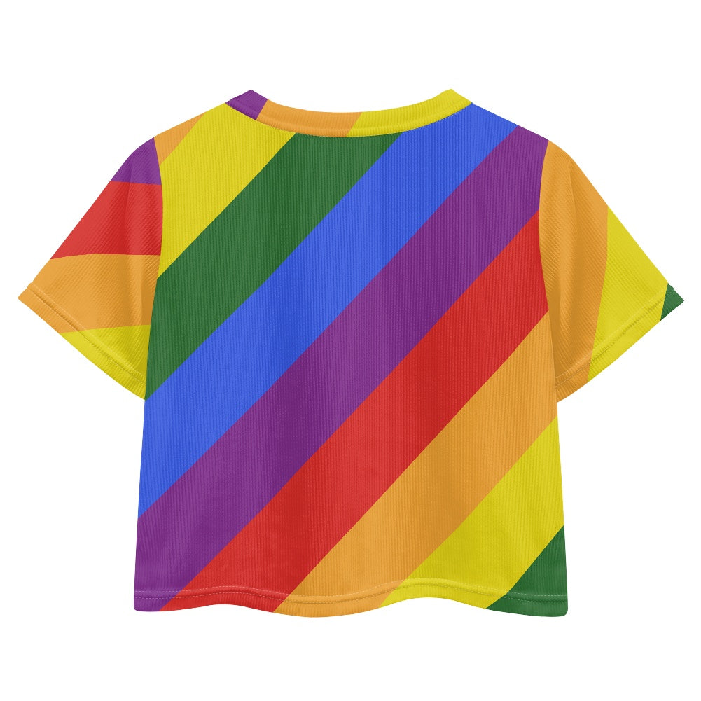 Rainbow Loose cropped navel-baring T-shirt