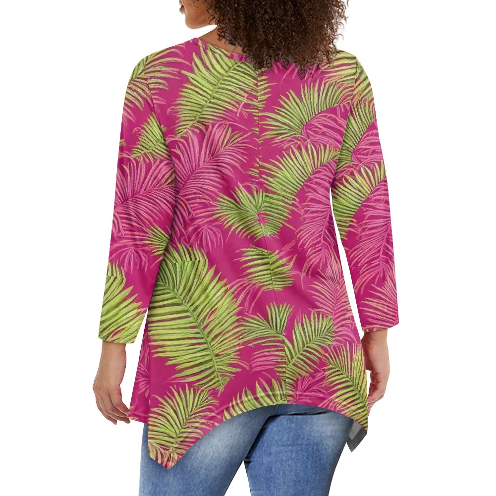 Women's irregular long sleeve tops