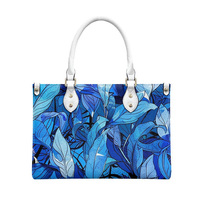 Blue Tropical Leaf Designer - Vibrant and Elegant Women's PU Leather Twill Handbag