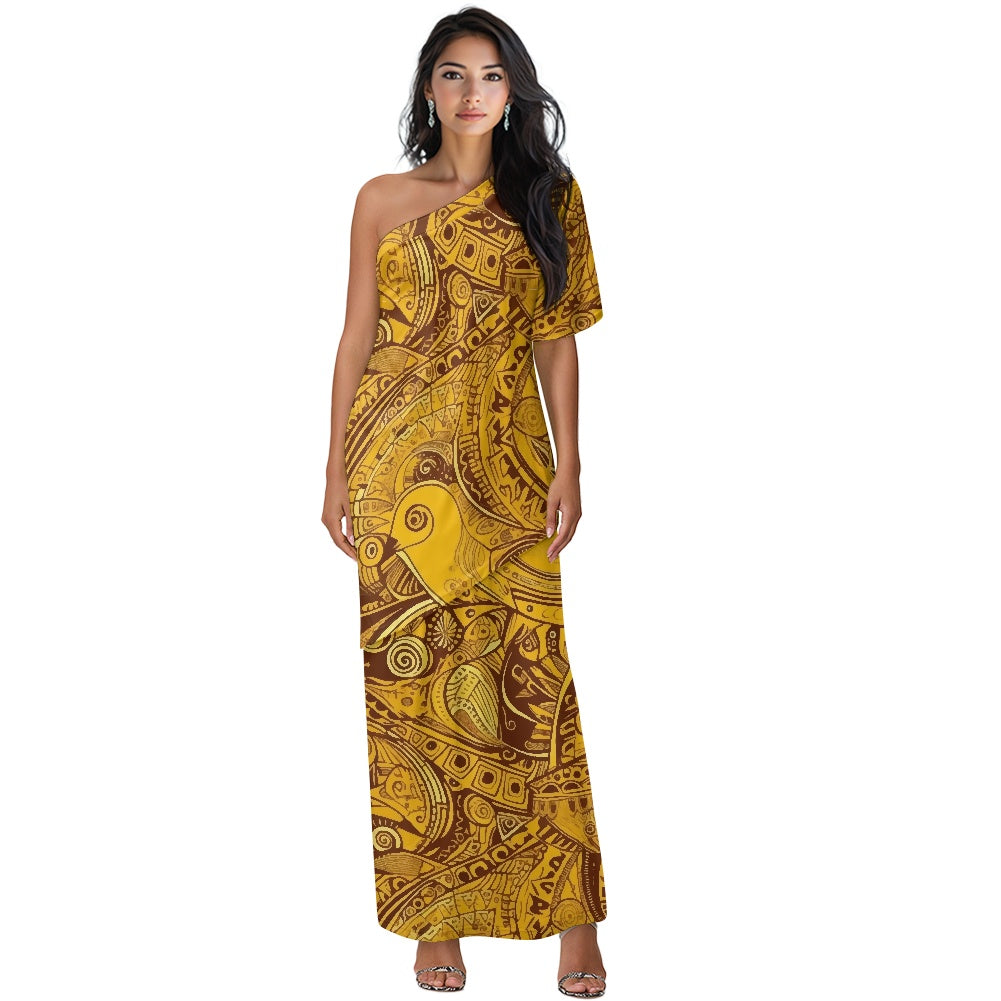 Elegant Off-Shoulder Two-Piece Dress for Women white