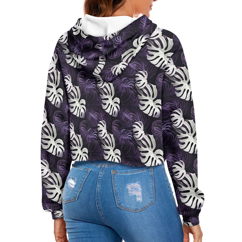 Women's midriff-baring sweatshirt - Tropical