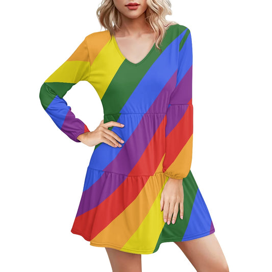 Rainbow Women's long sleeve dressRainbow white