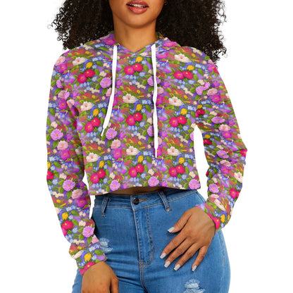 Women's midriff-baring sweatshirt - Floral