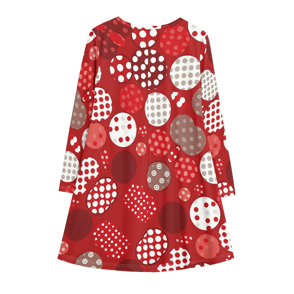 Red Polka Dot Casual dress (Double pocket)