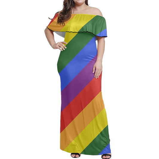 Rainbow Women's Off The Shoulder short sleeve dress white