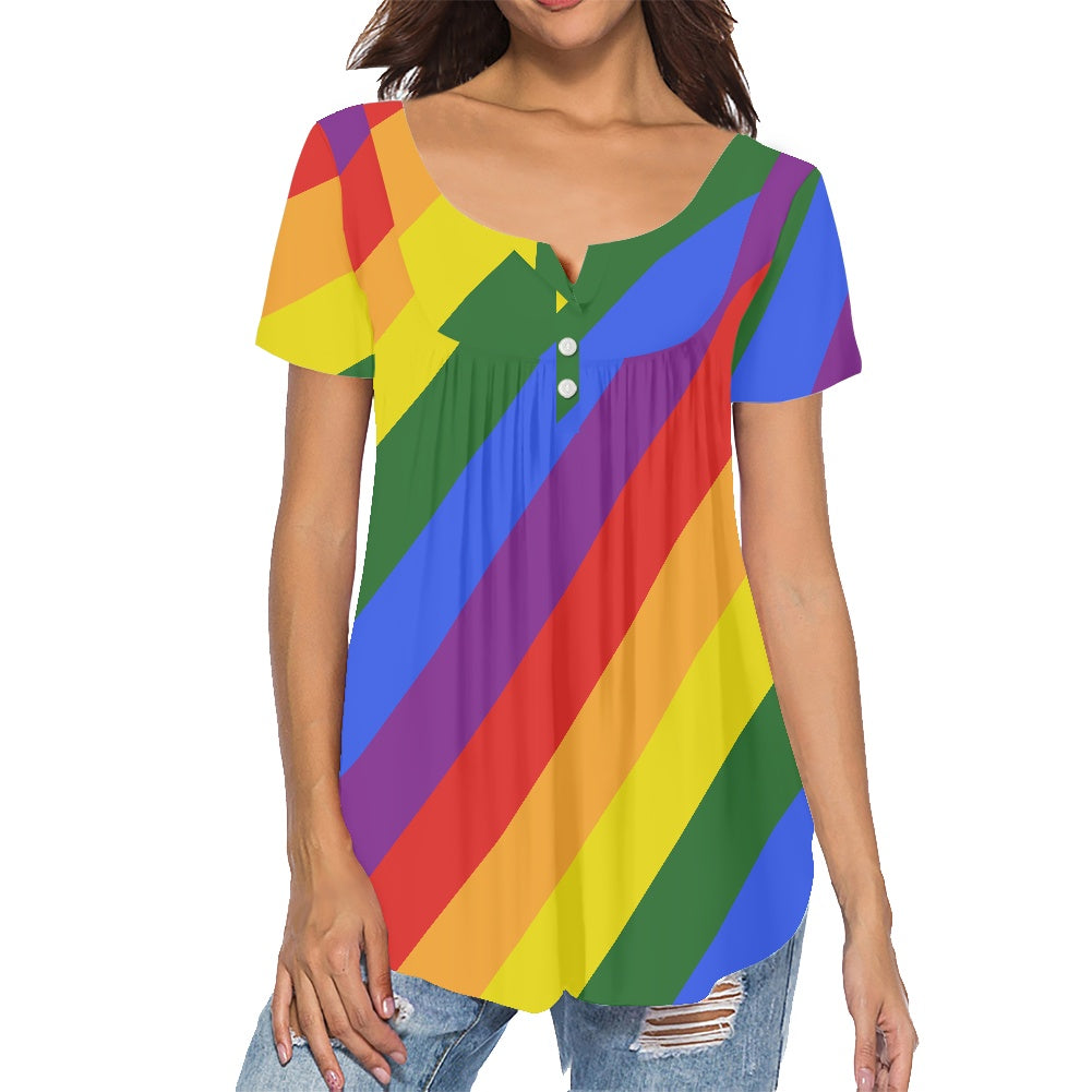 Rainbow Casual round neck short sleeve T-shirt