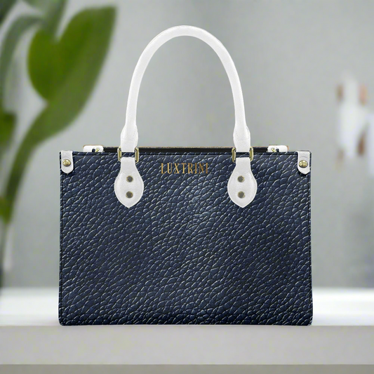 Navy Women's PU Leather Twill Handbag by Luxtrini