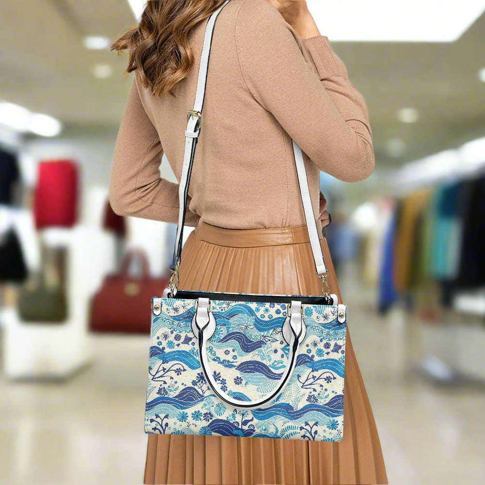 Timeless Waves: Elegant PU Leather Twill Carryall handbag