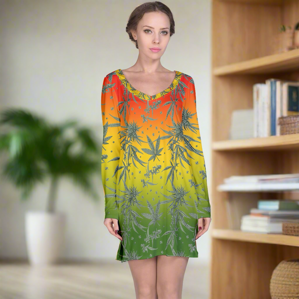 Marijuana Long Sleeve Nightdress