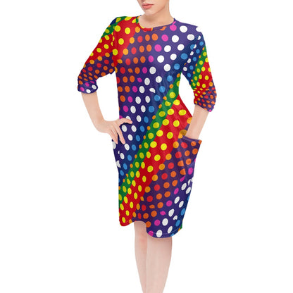 LGBTQ-Friendly Rainbow Polka Dot Long Sleeve Nightdress by Luxtrini