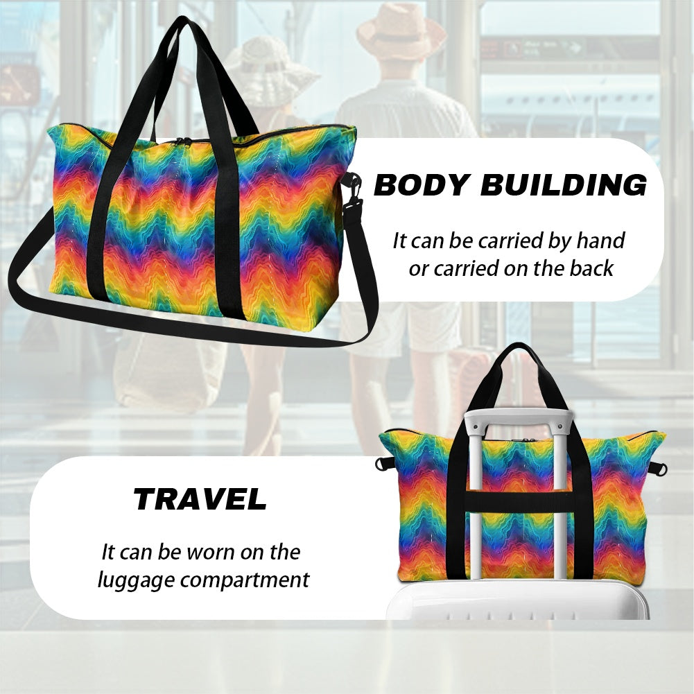 Rainbow Wavy Lines Lightweight luggage