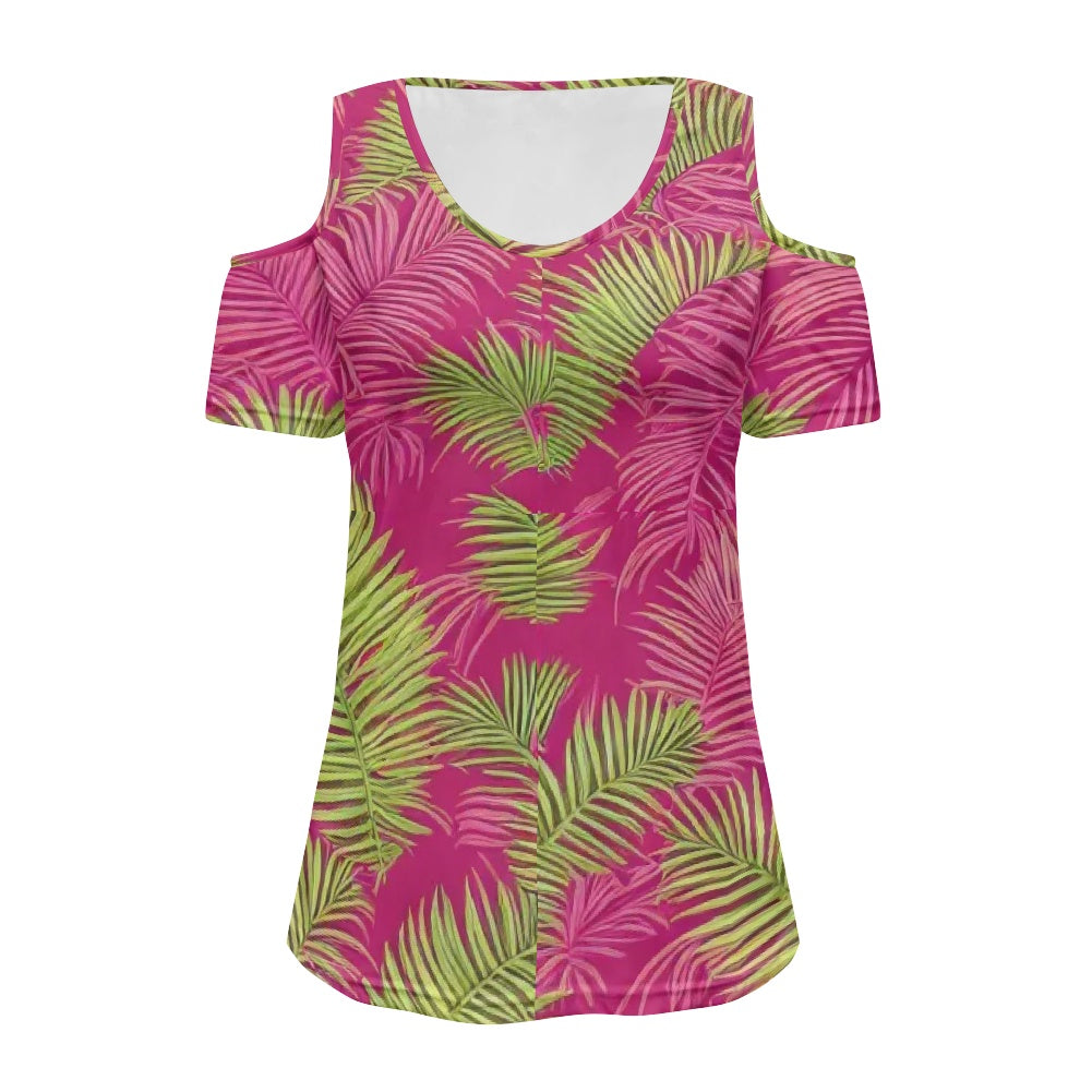 Off-the-shoulder short-sleeved T-shirt