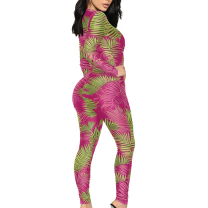 All-Over Print Women's Plunging Neck Jumpsuit
