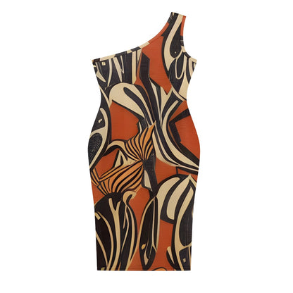 Discover Elegance: Luxtrini's One-Shoulder Slim Dress - African Ethnic