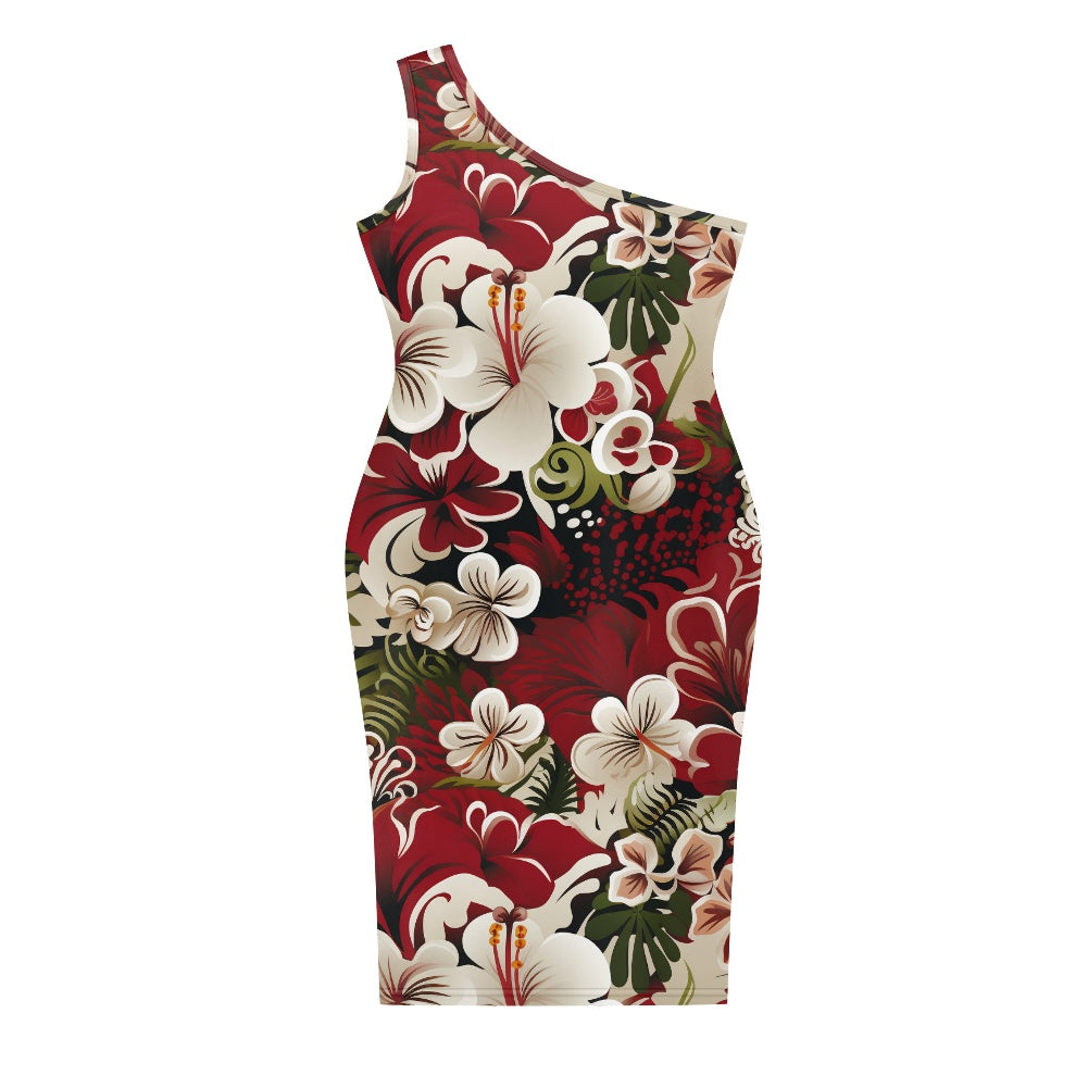 Discover Elegance: Luxtrini's One-Shoulder Slim Dress - Floral white