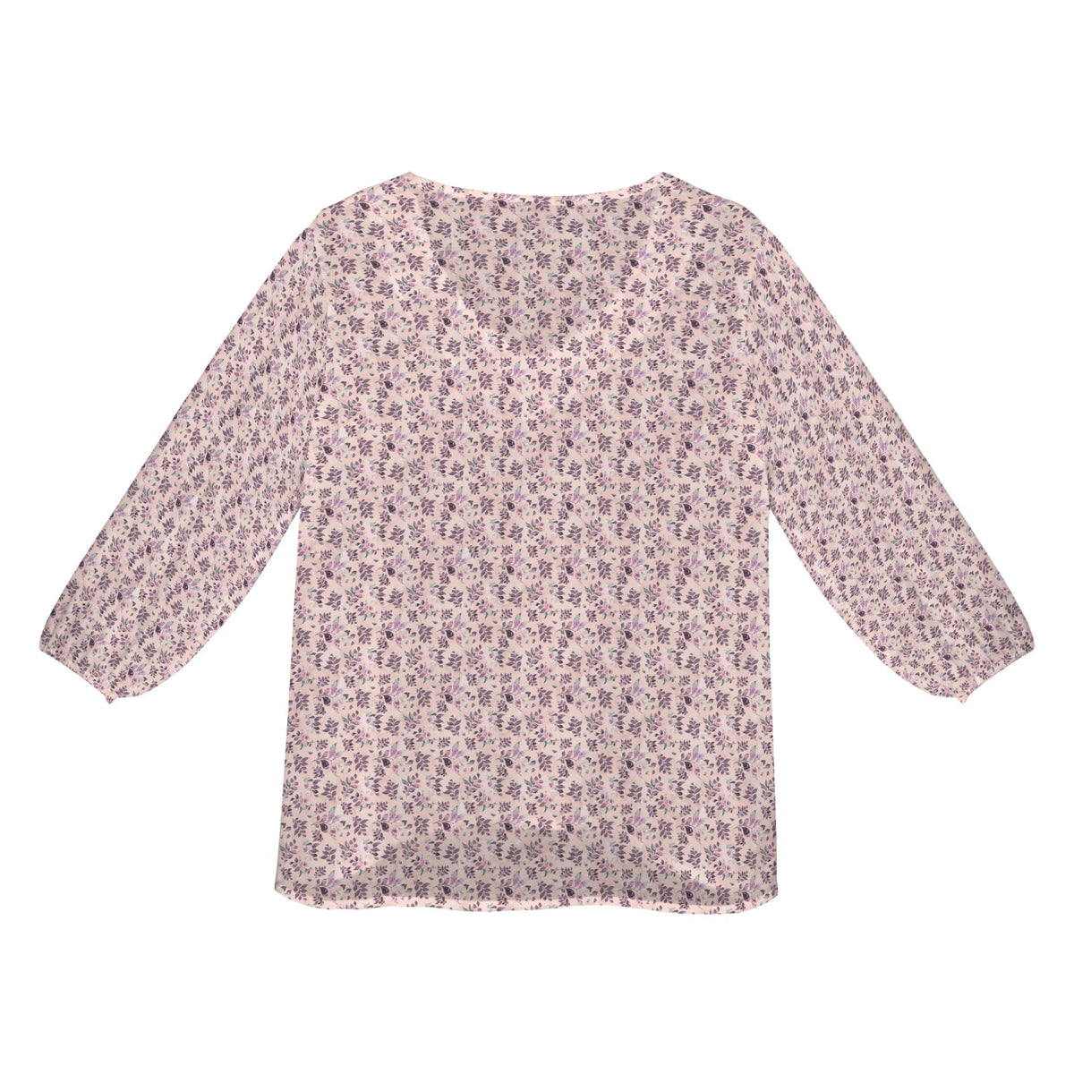 Sangria Women's Loose V-Neck Long Puff Sleeve Top