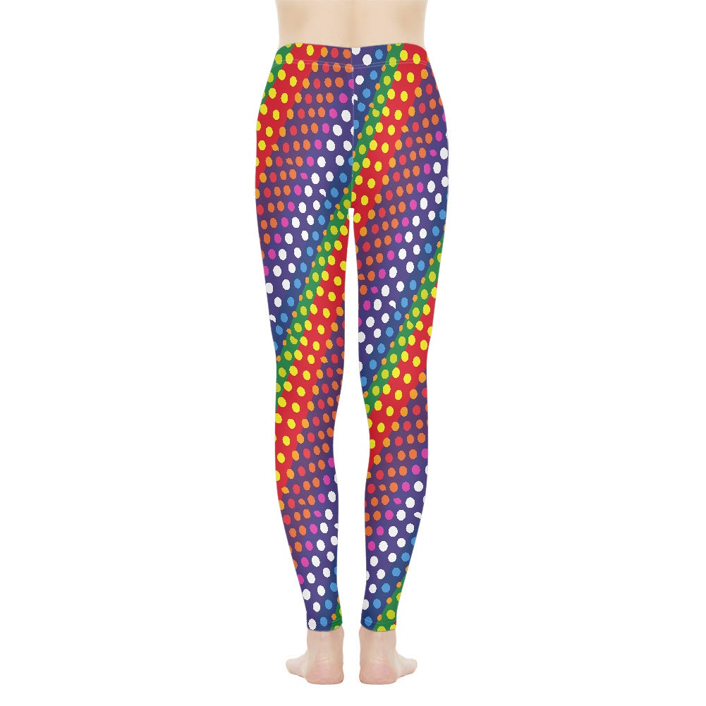 LGBTQ-Friendly Rainbow Polka Dot Long Yoga Pants by Luxtrini