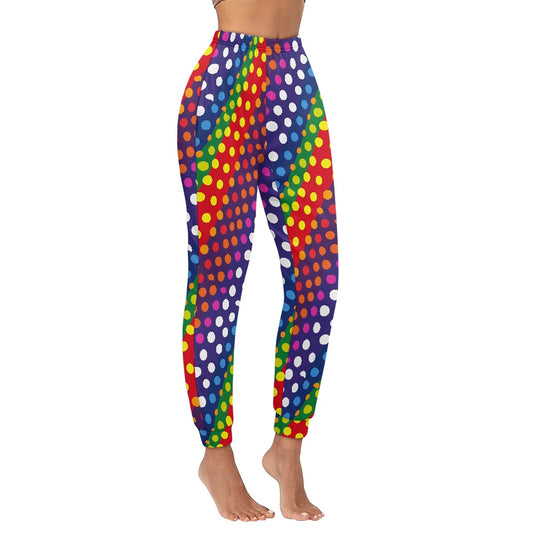 LGBTQ-Friendly Rainbow Polka Dot Women's Pajama Pants by Luxtrini