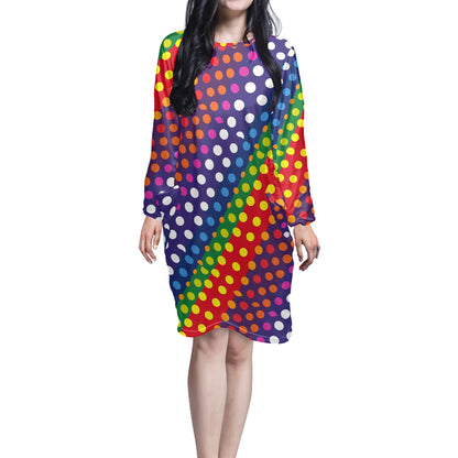 LGBTQ-Friendly Rainbow Polka Dot Long Sleeve Nightdress by Luxtrini