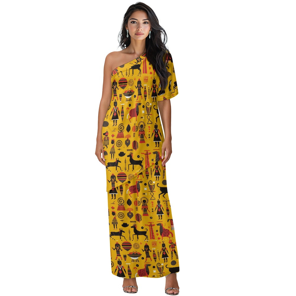 Elegant Off-Shoulder Two-Piece Dress for Women white