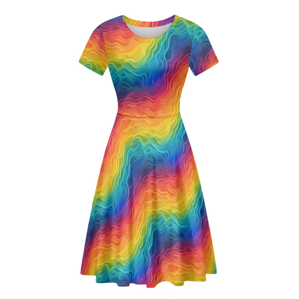 Rainbow Pride Scoop Neck Ruffle Dress | Vibrant, Handmade & Inclusive Sizing 4XL