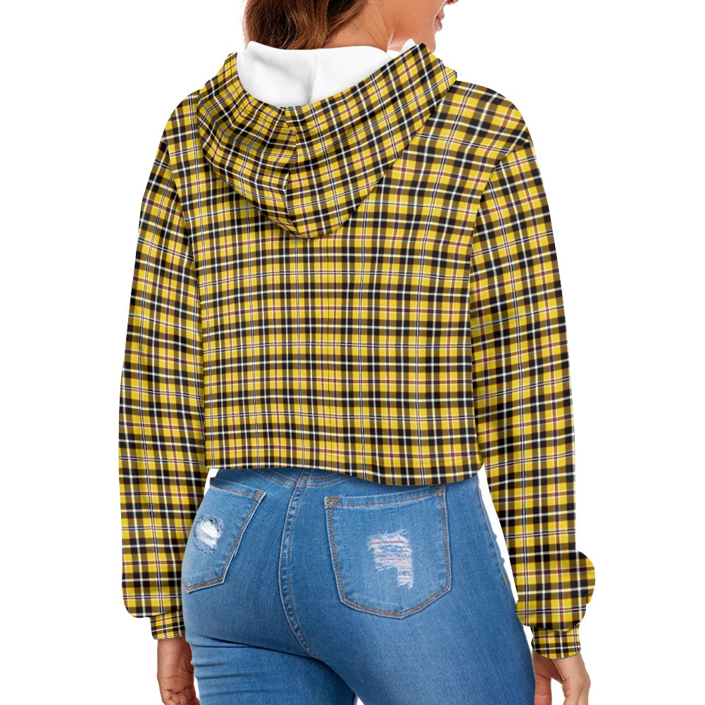 Women's midriff-baring sweatshirt - Yellow Plaid