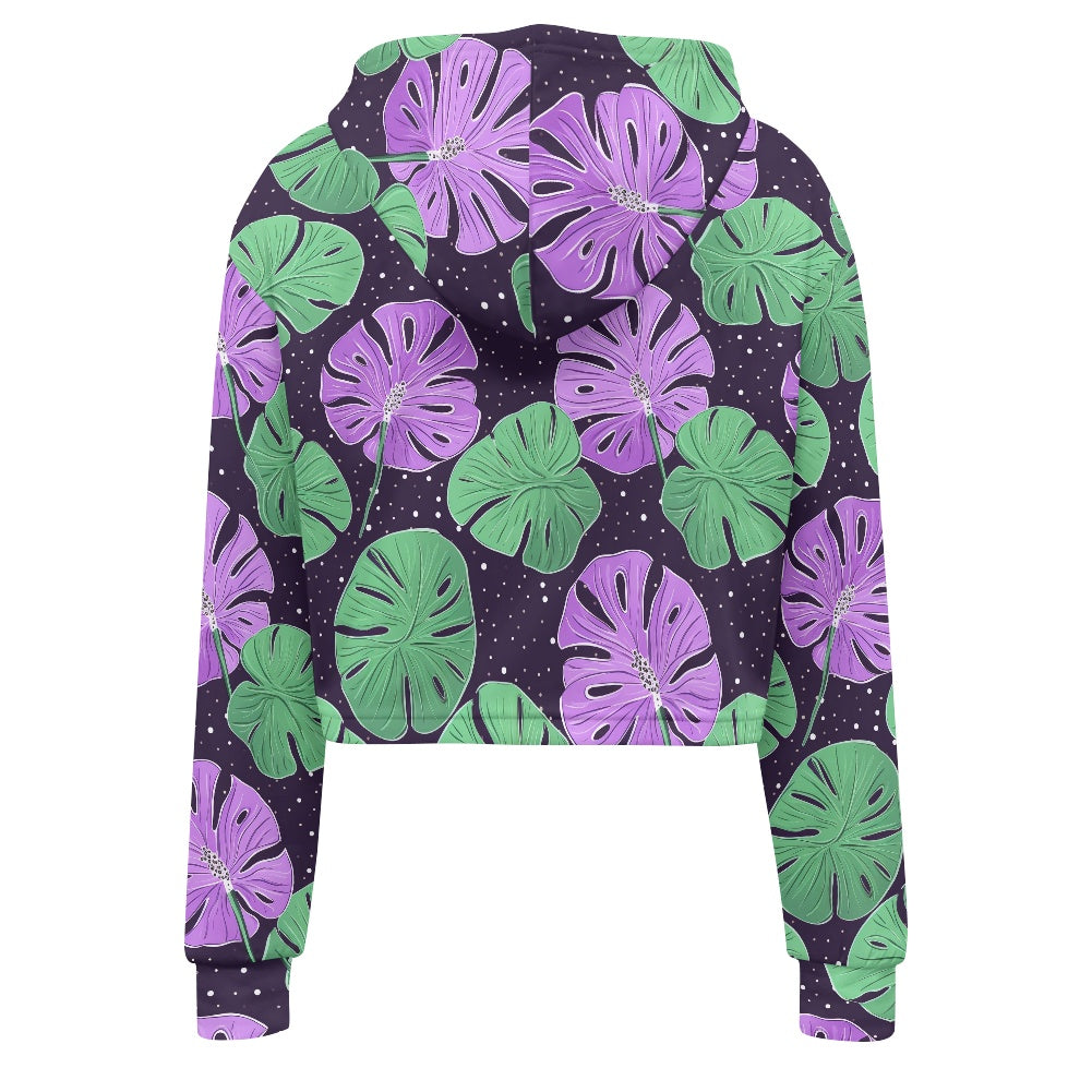 Women's midriff-baring sweatshirt - Monstera