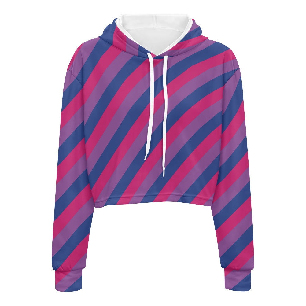 Women's midriff-baring sweatshirt - Bi Stripes white
